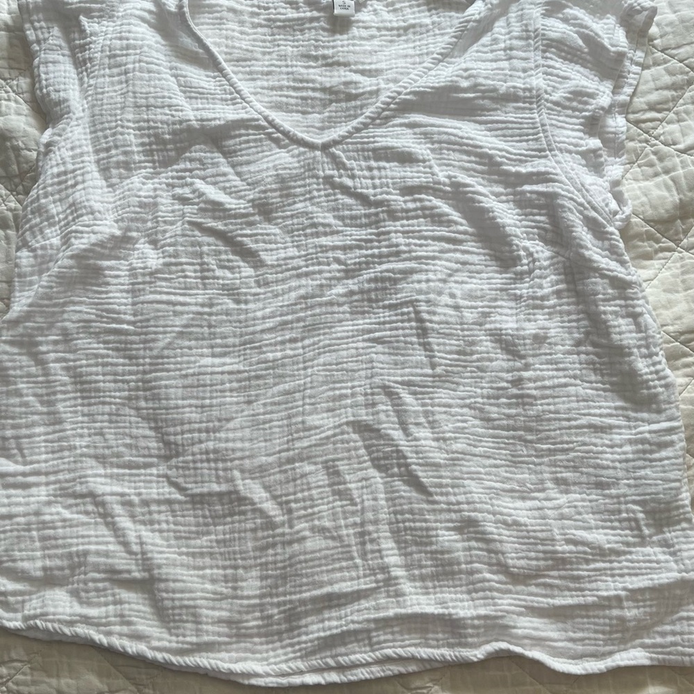 White V-Neck Women's Top